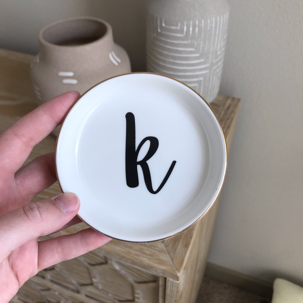 K White Gold Trim Circle Trinket Dish